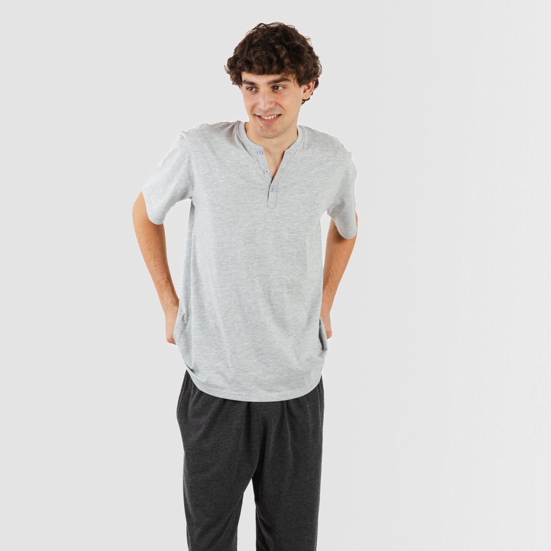 Pigiama lungo/corto da uomo con bottoni semplici