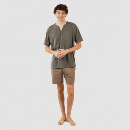 Pigiama corto da uomo con bottoni semplici
