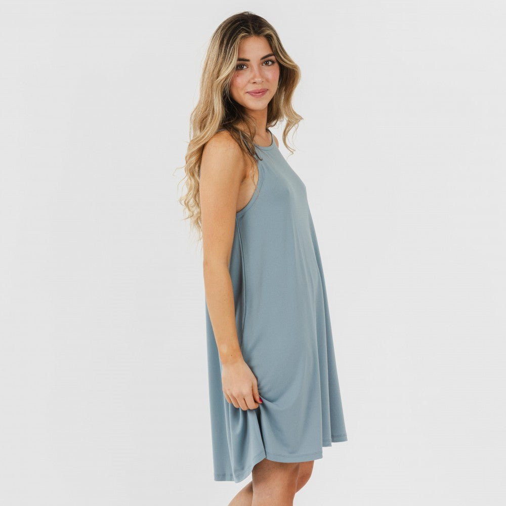 ABITO CORTO CON SPALLINE IN CREPE SEMPLICI