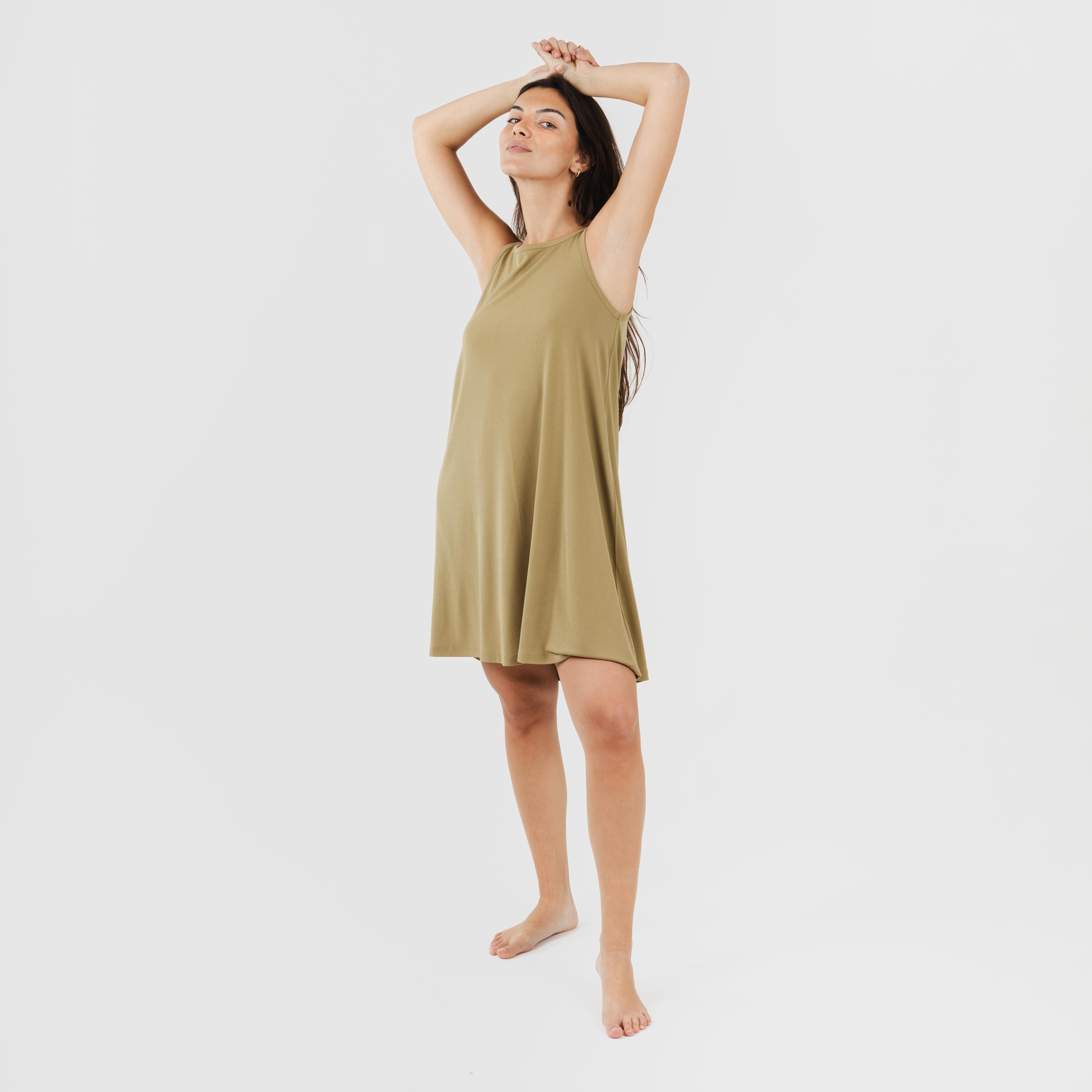 ABITO CORTO CON SPALLINE IN CREPE SEMPLICI