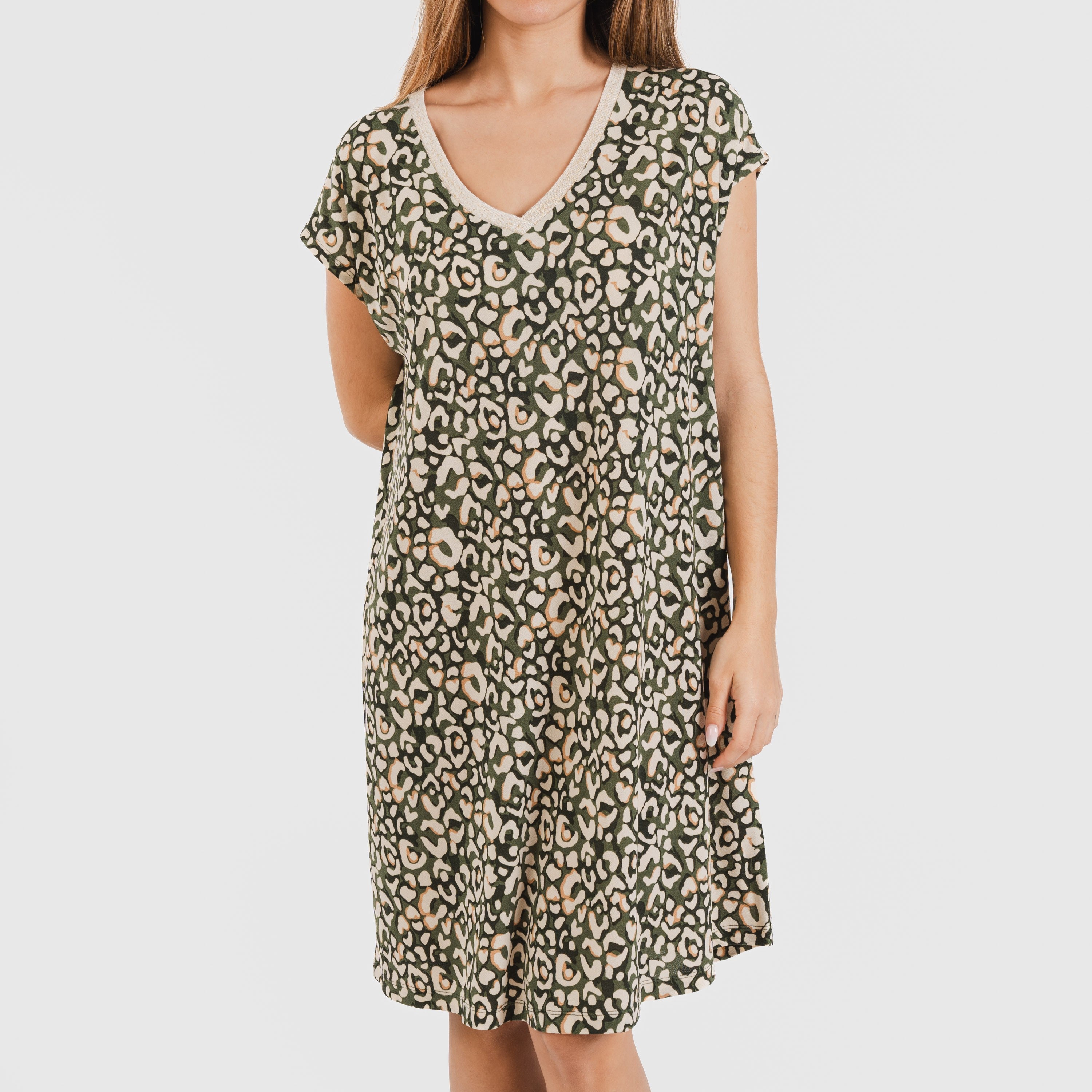 ABITO CORTO FLUO IN CREPE MILINA