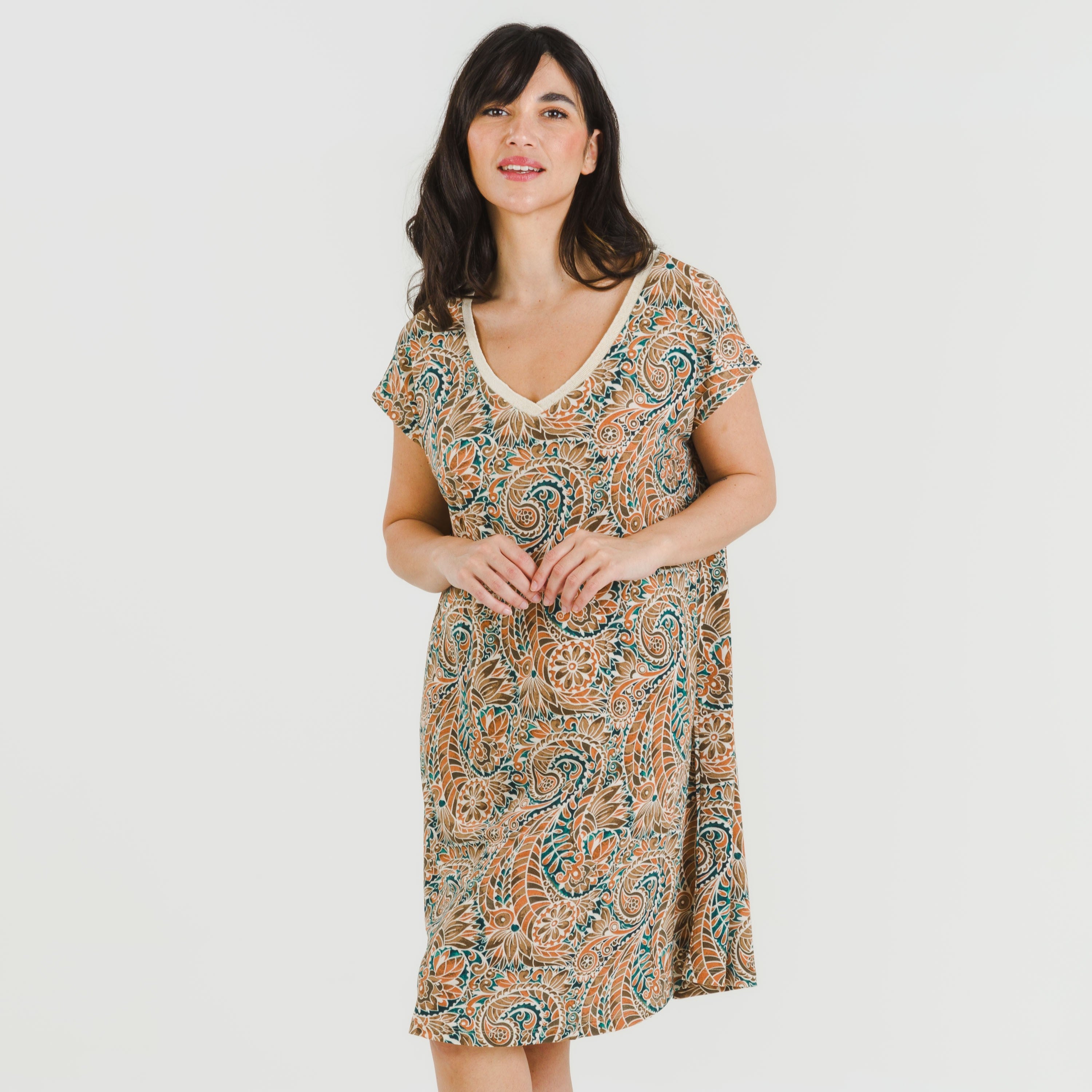 ABITO CORTO M/CRÉPE FLUIDA ESTELS