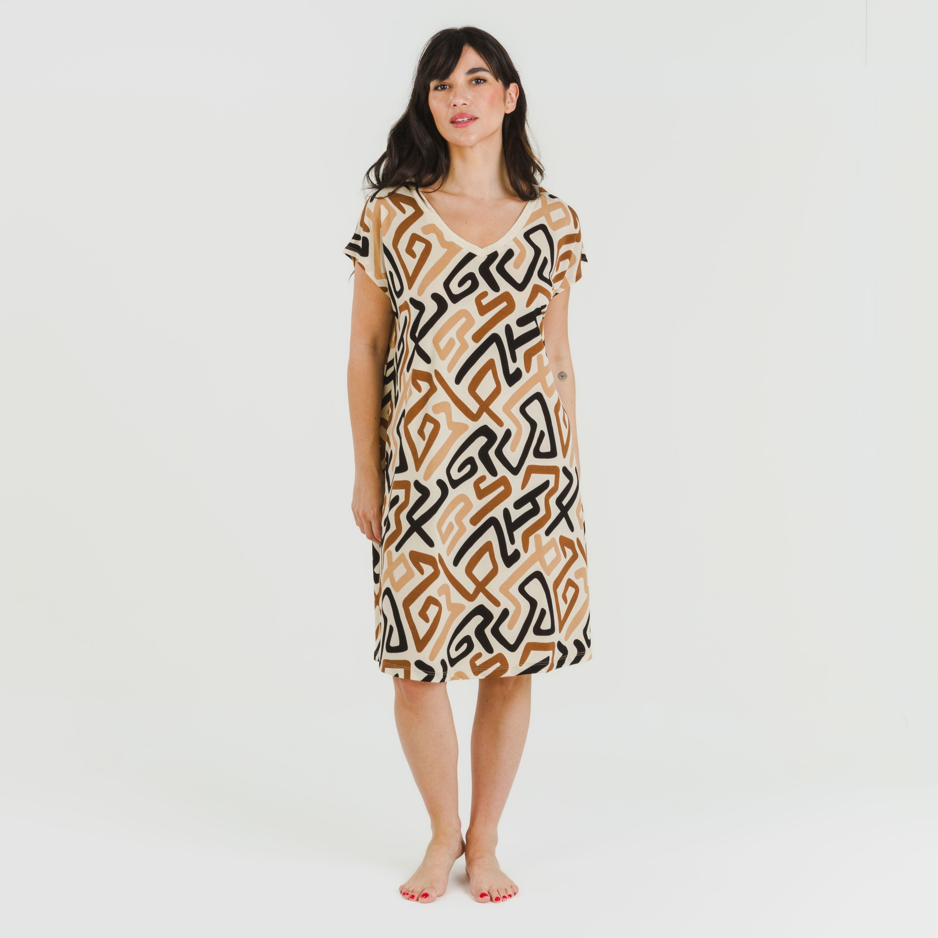 ABITO CORTO FLUO IN CREPE DOMEKA