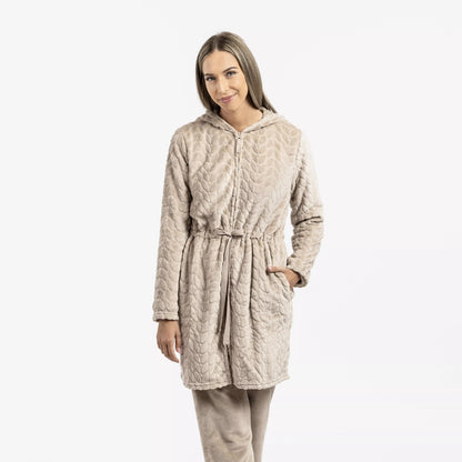 VESTAGLIA IN VELLUTO DEVORE CON CAPPELLO LISA