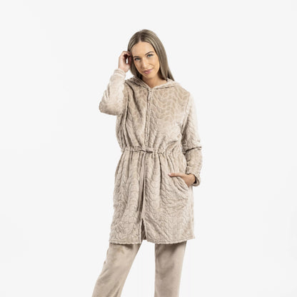 VESTAGLIA IN VELLUTO DEVORE CON CAPPELLO LISA