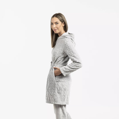 VESTAGLIA IN VELLUTO DEVORE CON CAPPELLO LISA