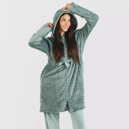 VESTAGLIA IN VELLUTO DEVORE CON CAPPELLO LISA