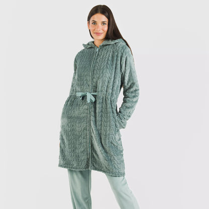 VESTAGLIA IN VELLUTO DEVORE CON CAPPELLO LISA