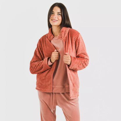 FELPA IN VELLUTO A RIGHE SEMPLICI DA DONNA