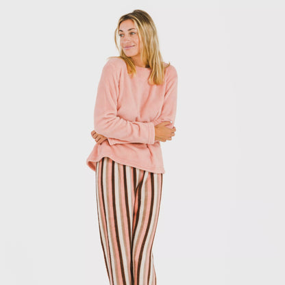 PIGIAMA NORMA A RIGHE CORALLO DA DONNA