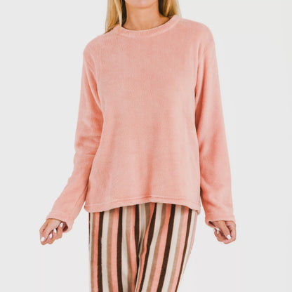 PIGIAMA NORMA A RIGHE CORALLO DA DONNA