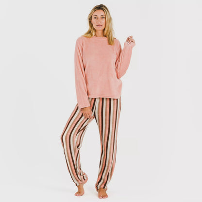 PIGIAMA NORMA A RIGHE CORALLO DA DONNA