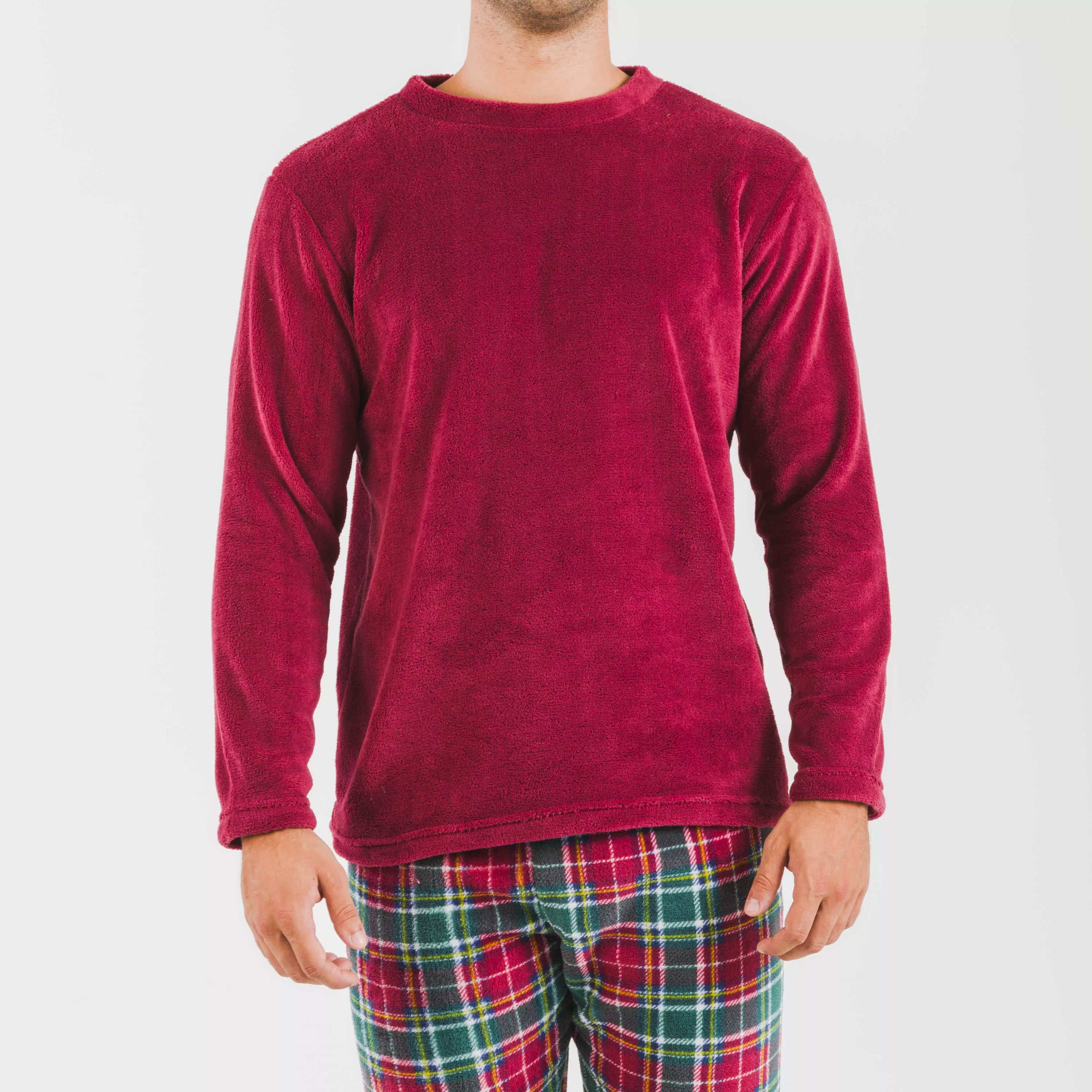 Pigiama da uomo a quadri color corallo con cerchi