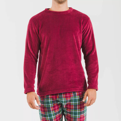 Pigiama da uomo a quadri color corallo con cerchi