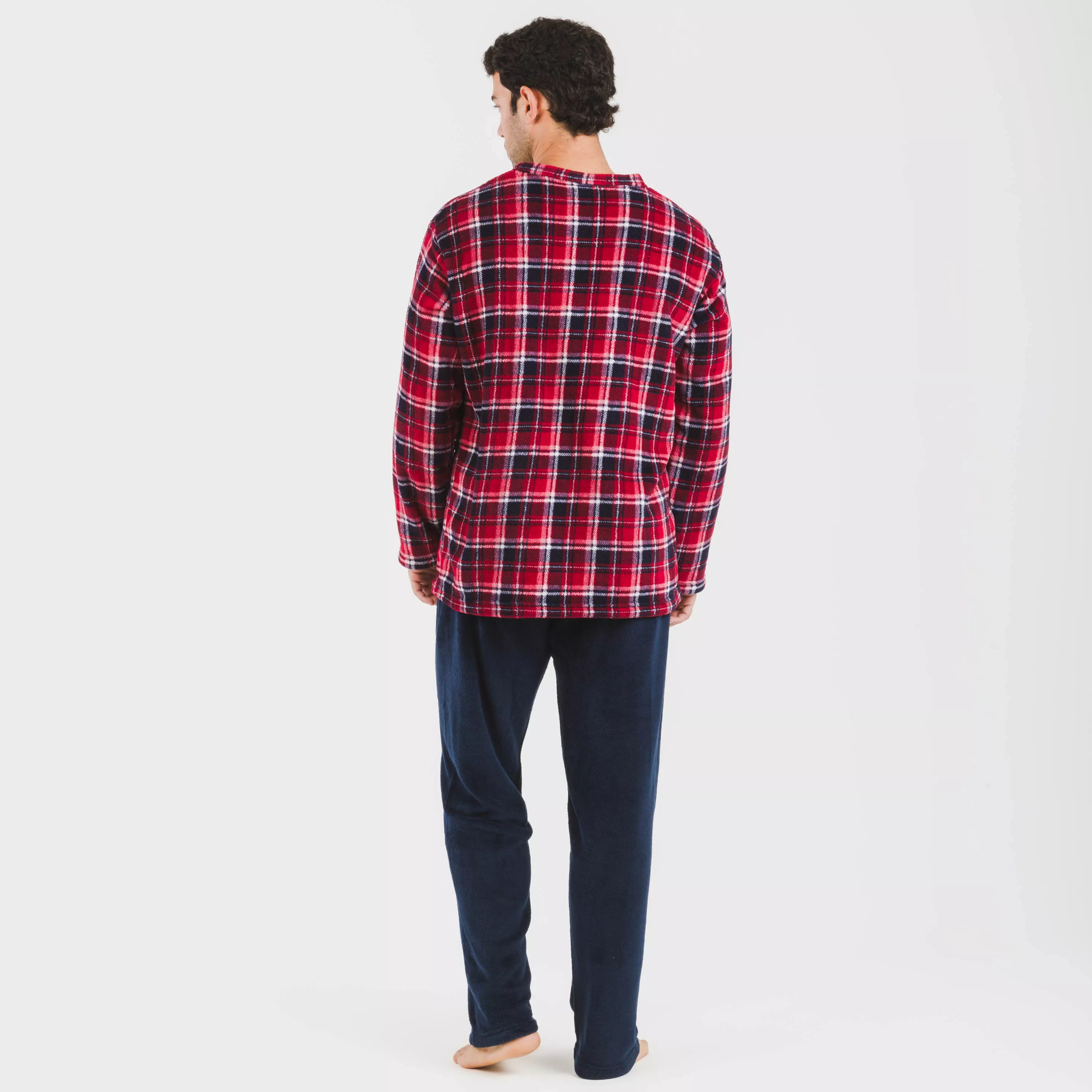 Pigiama da uomo corallo con motivo a quadri Cocoro