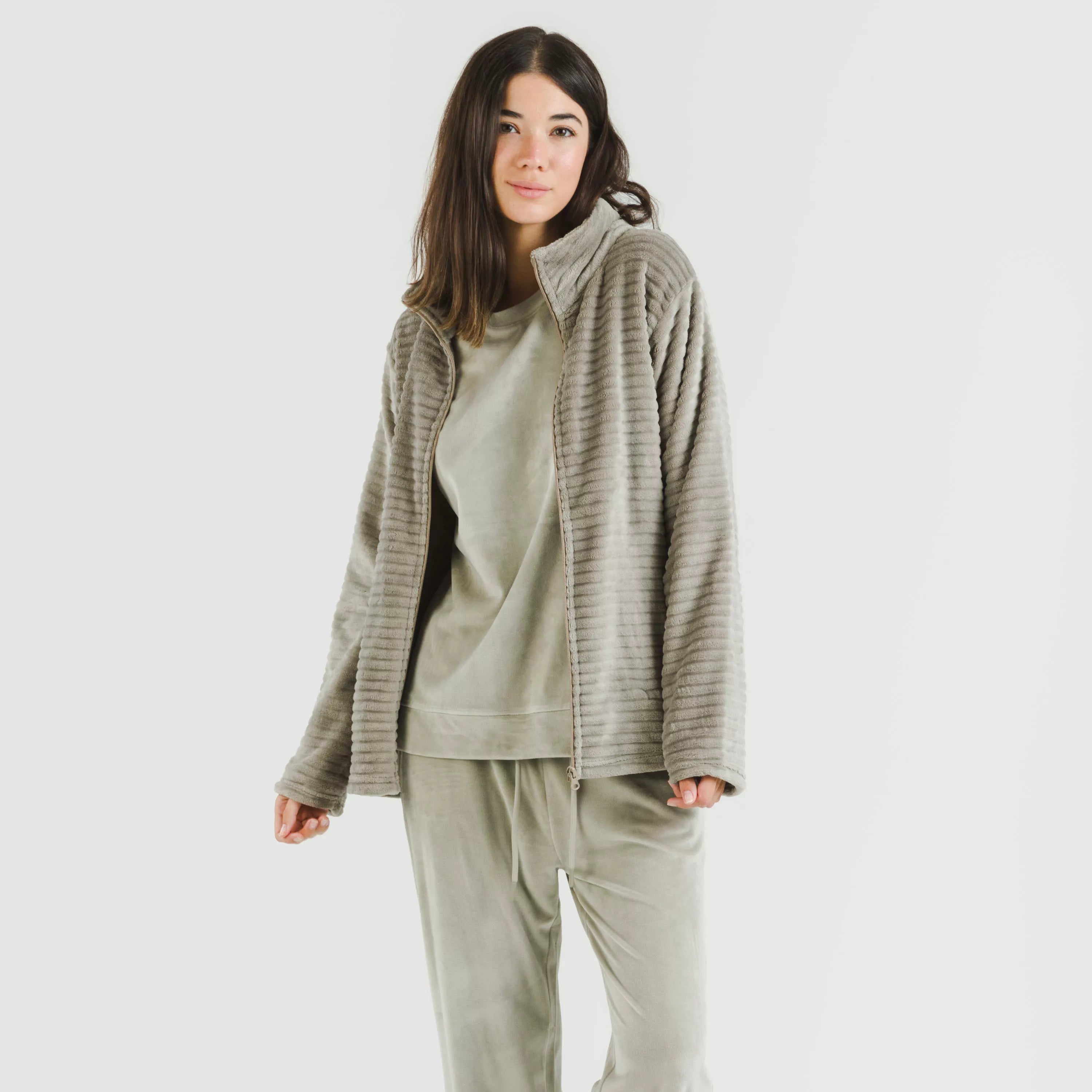 FELPA IN VELLUTO A RIGHE SEMPLICI DA DONNA