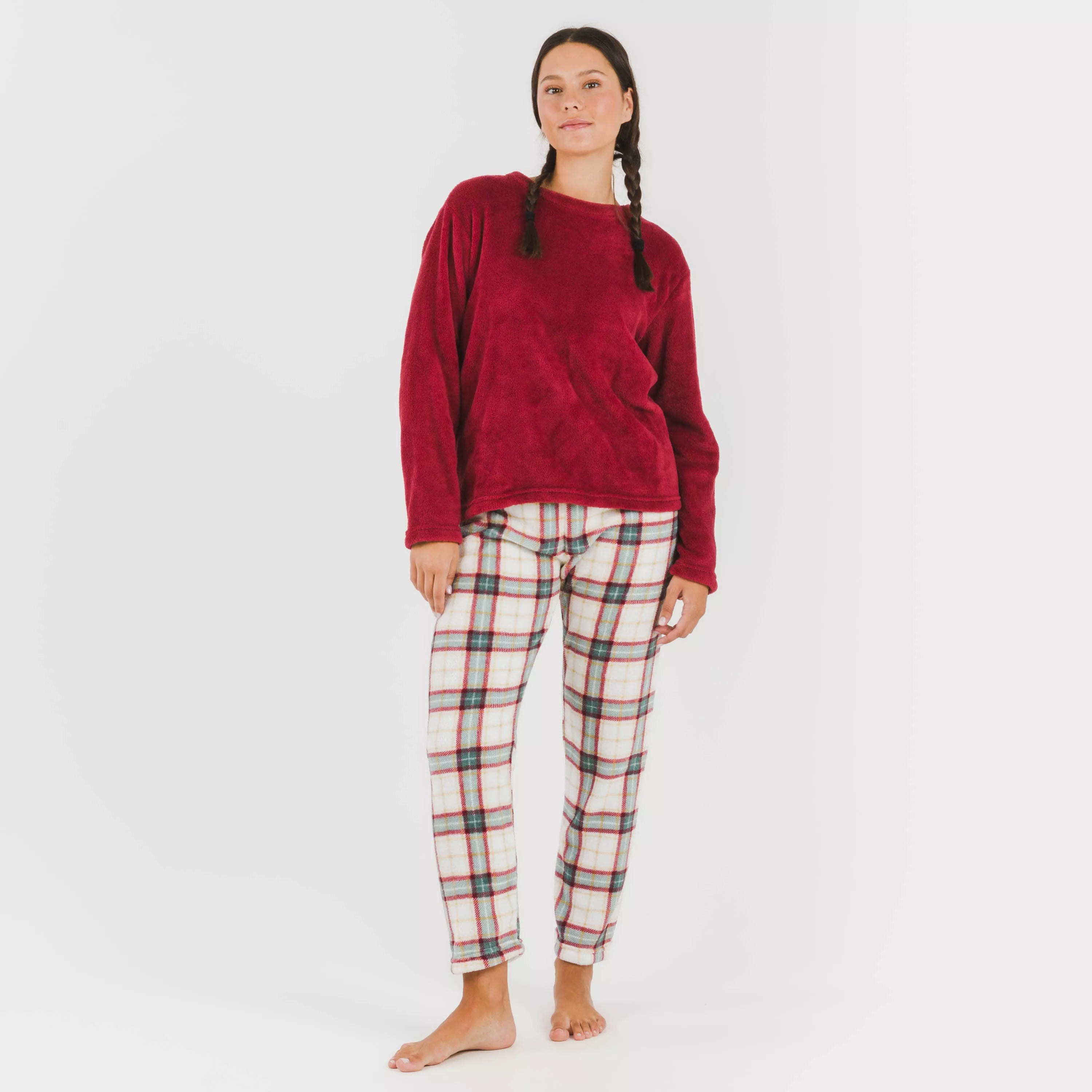 Pigiama da donna color corallo con stampa floreale