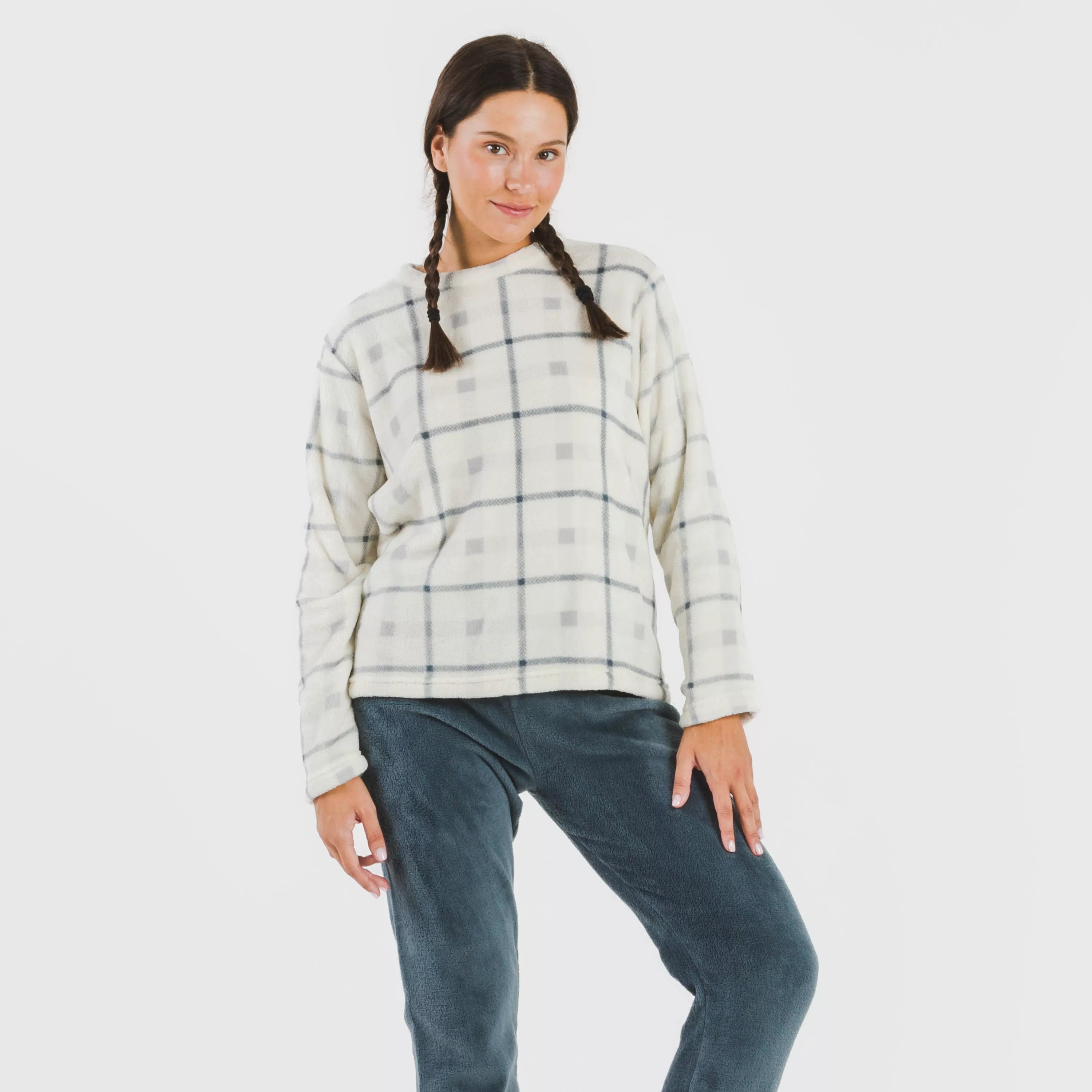 Pigiama da donna color corallo con motivo Dua Check