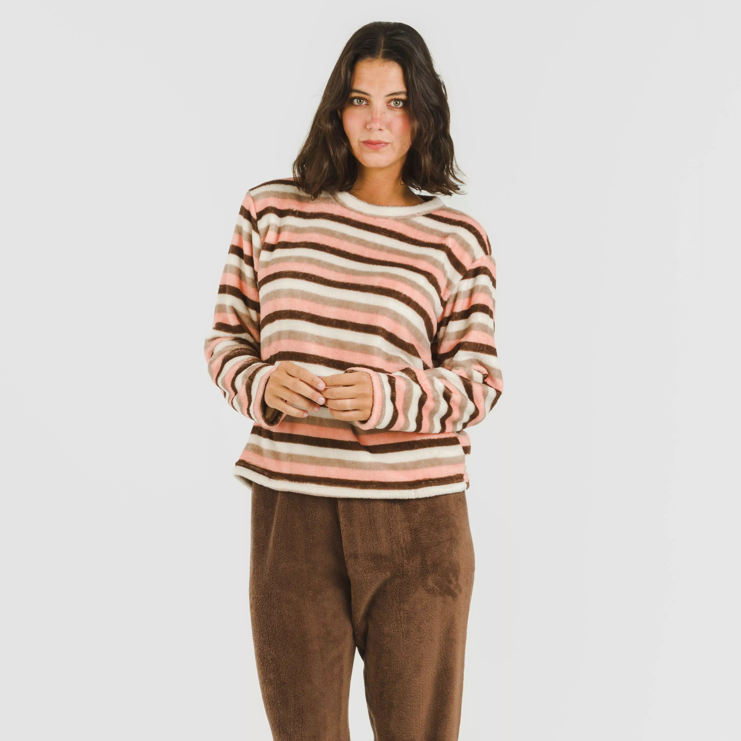 PIGIAMA NORMA A RIGHE CORALLO DA DONNA