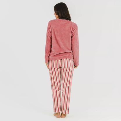 Pigiama a righe corallo da donna Brooke