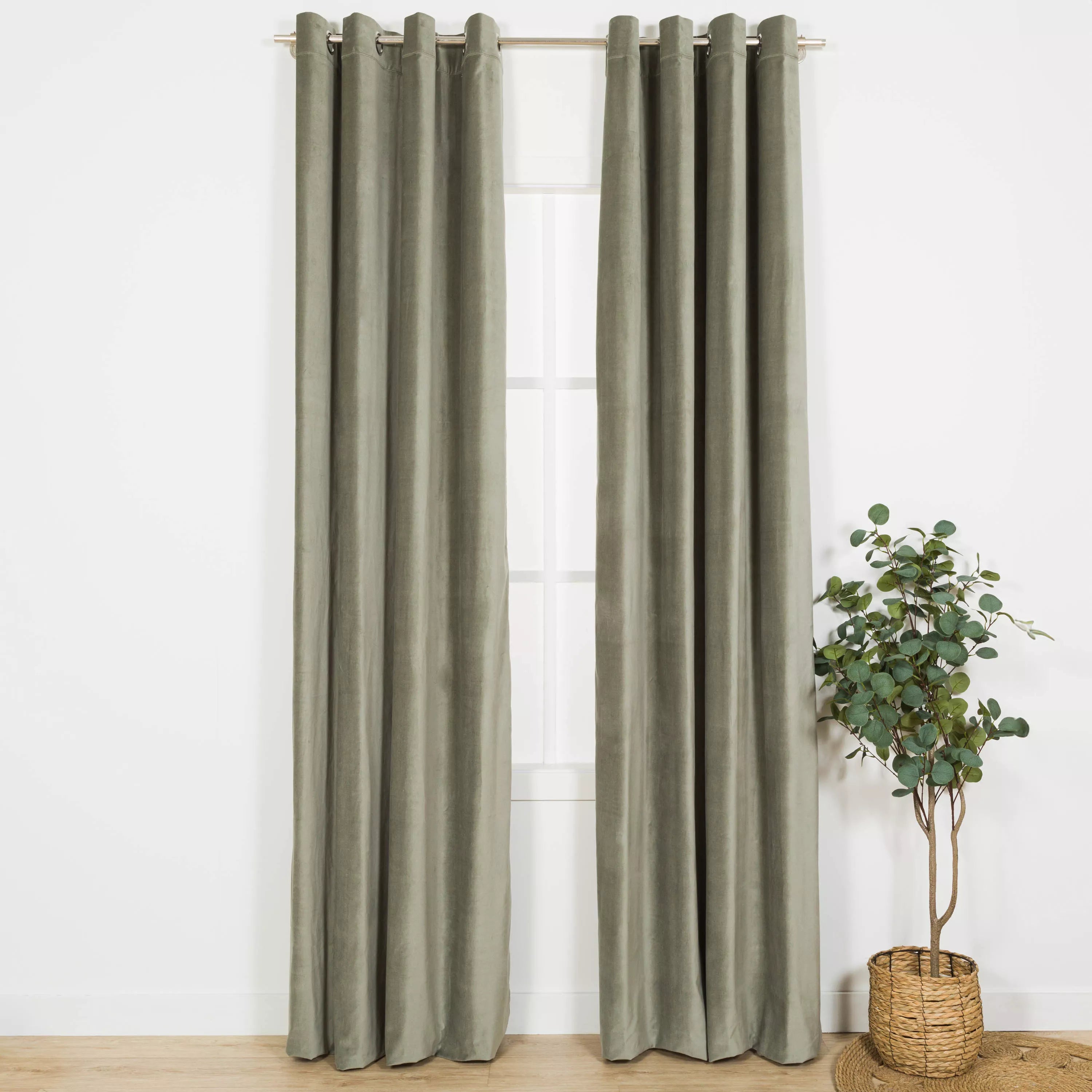 TENDA CON OCCHIELLI IN VELLUTO DI COTONE 140X260CM