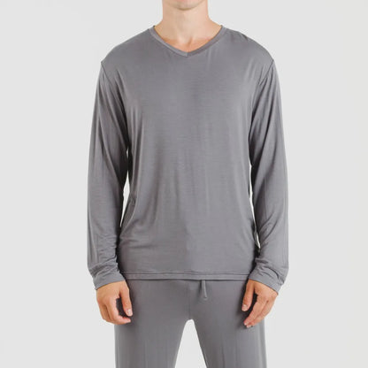 Pigiama lungo da uomo in viscosa semplice