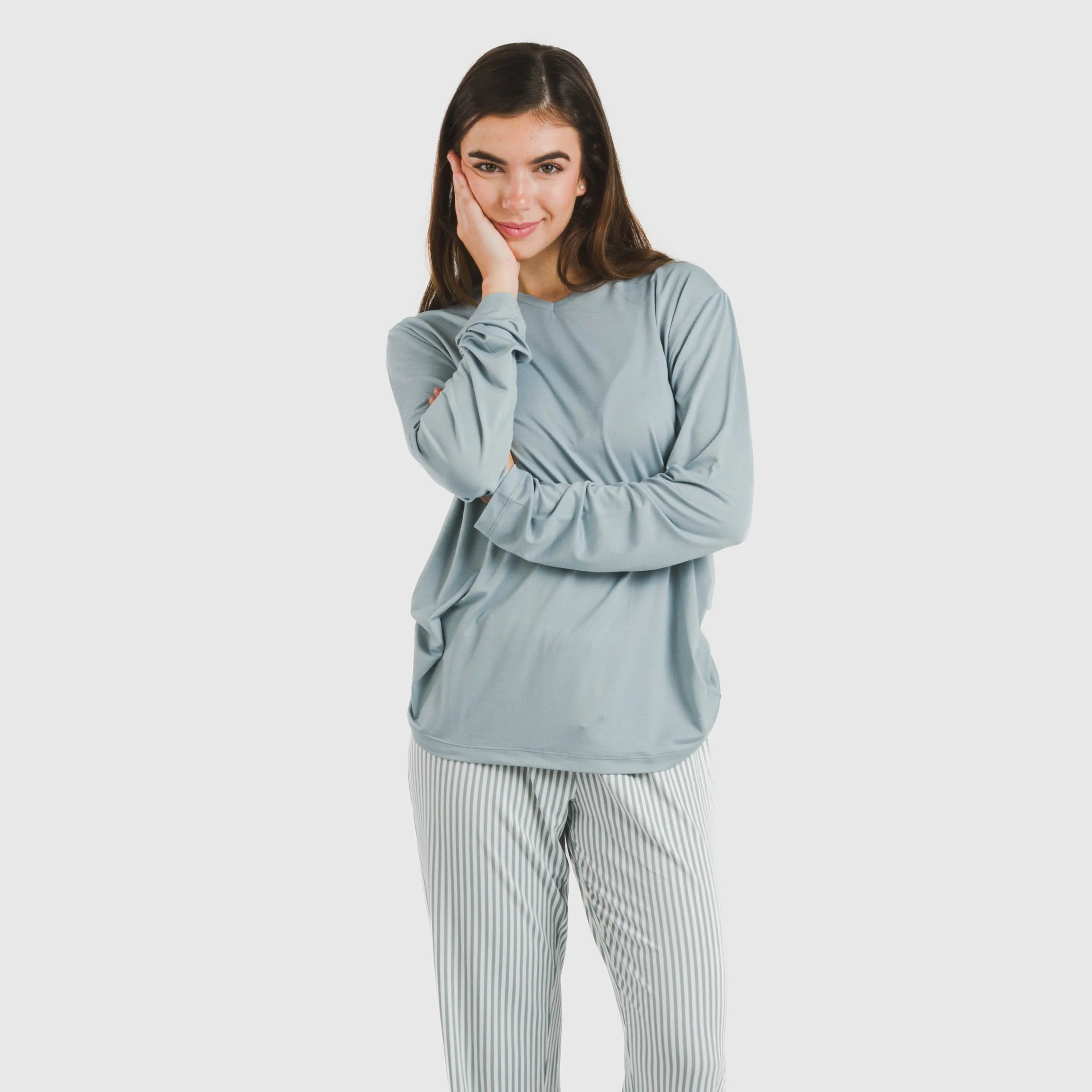 Pigiama lungo da donna Kodac Soft Stripe