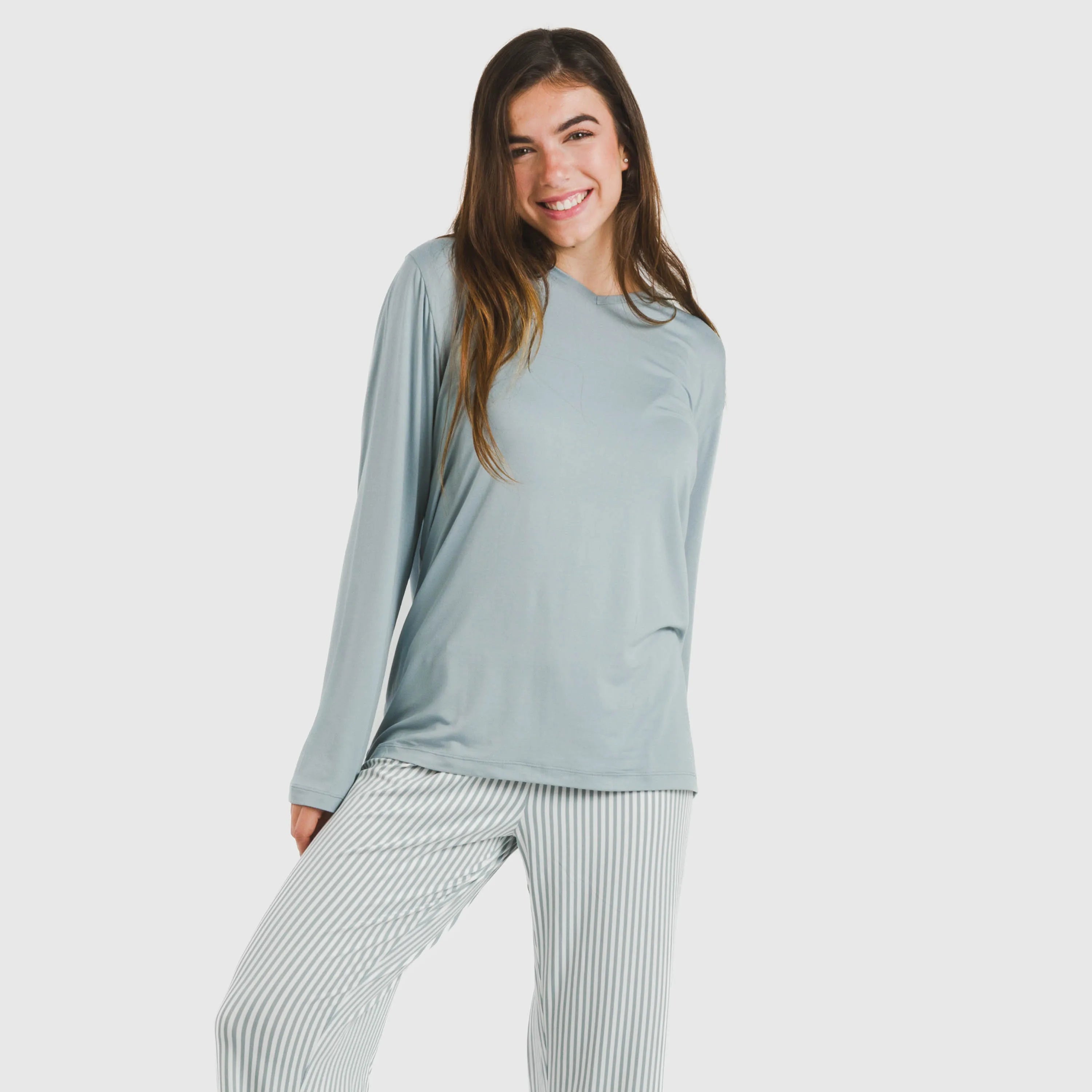 Pigiama lungo da donna Kodac Soft Stripe