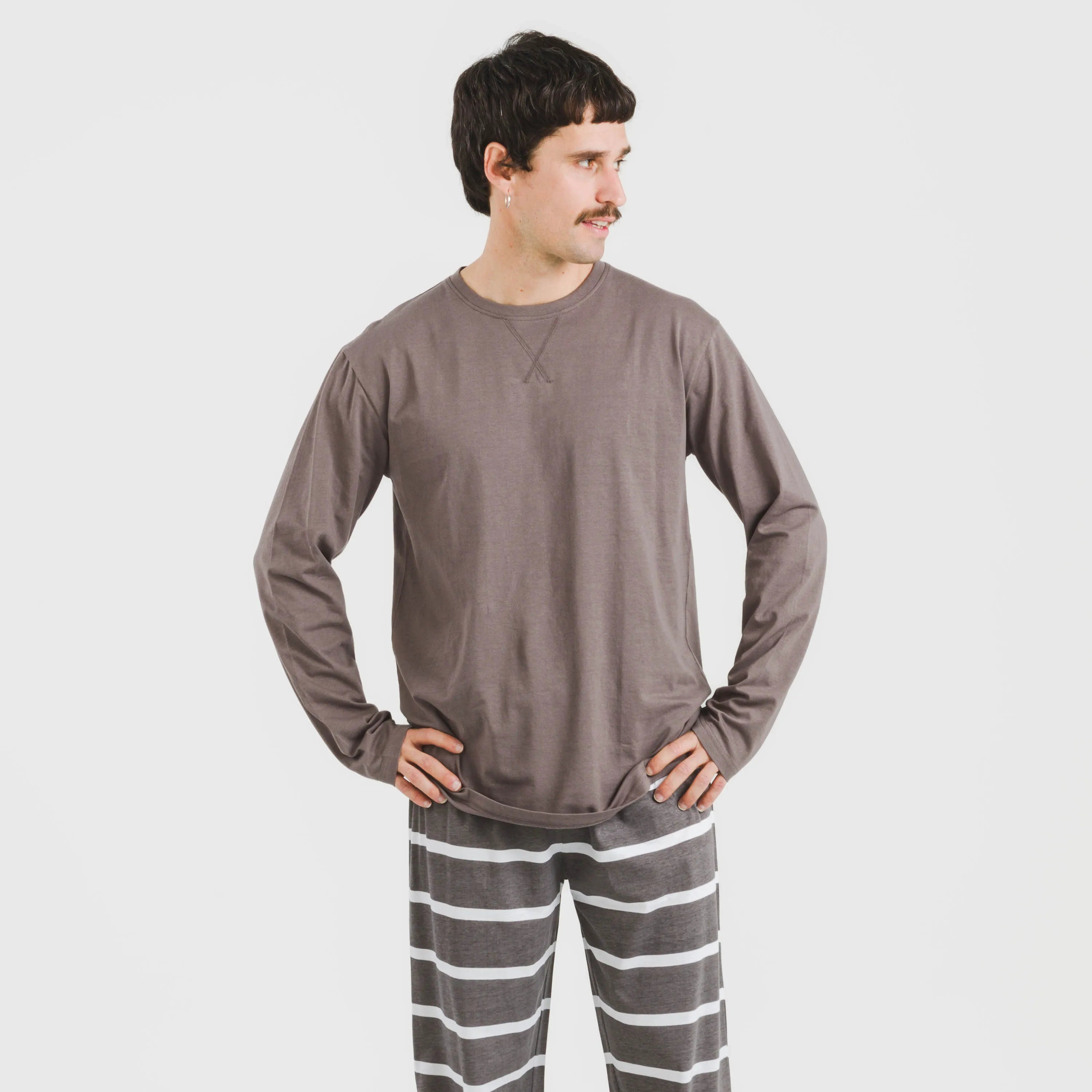 Pigiama lungo da uomo Alg Stripe Night New