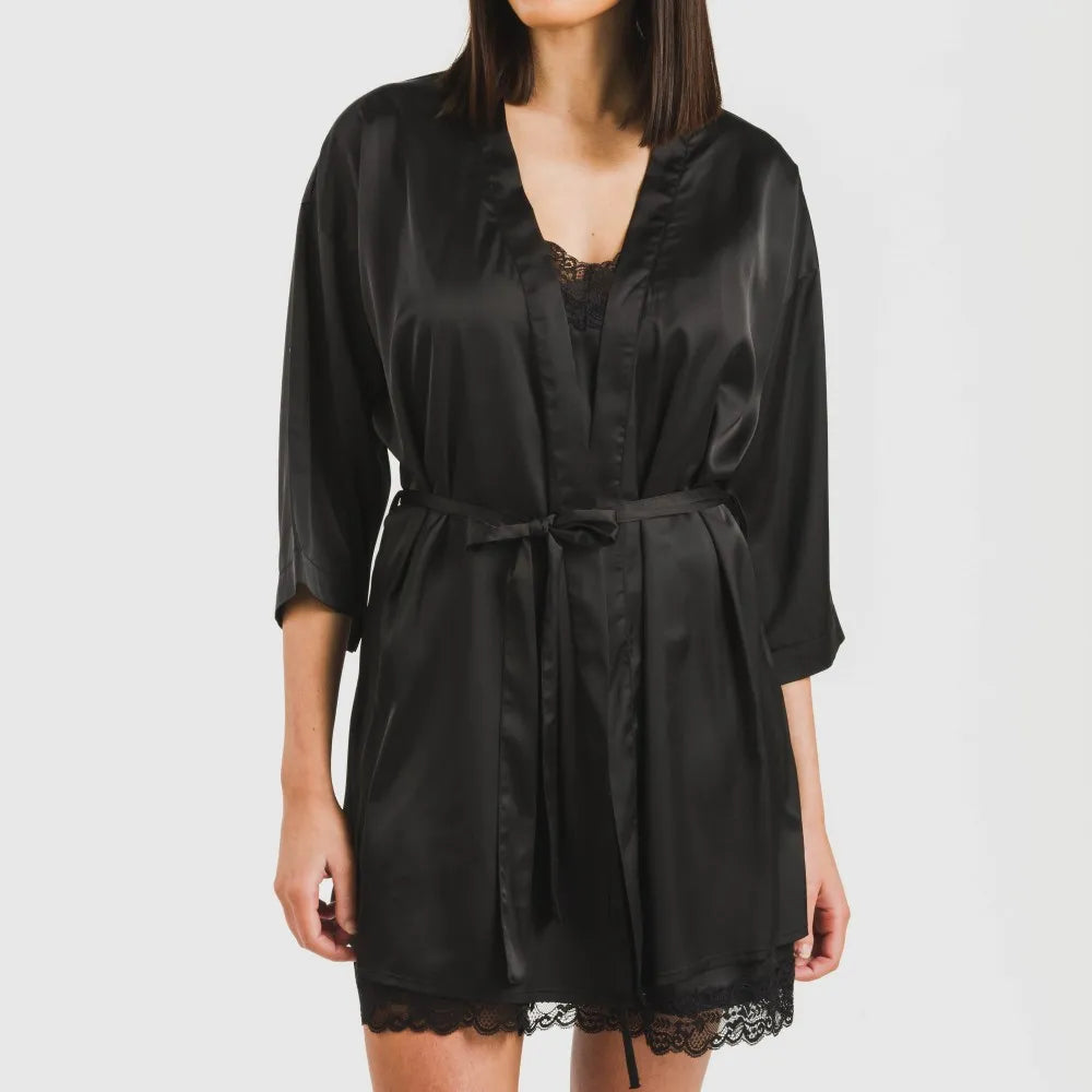 Vestaglia corta in raso da donna Friday Solid