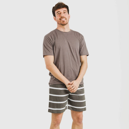 Pigiama corto a righe da uomo, nuovo