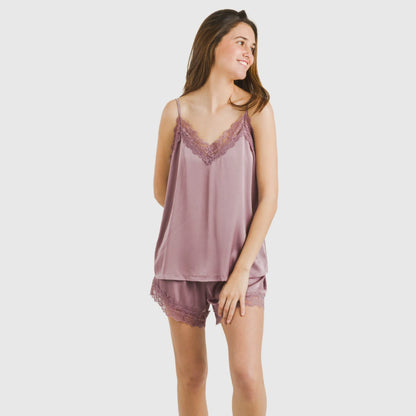 Pigiama da donna con spalline in raso Friday Solid