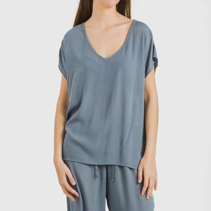 T-SHIRT M/FLUIDA IN VISCOSA TINTA UNITA BAMBULA