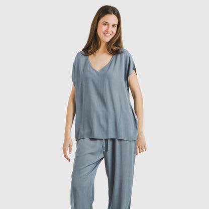 T-SHIRT M/FLUIDA IN VISCOSA TINTA UNITA BAMBULA