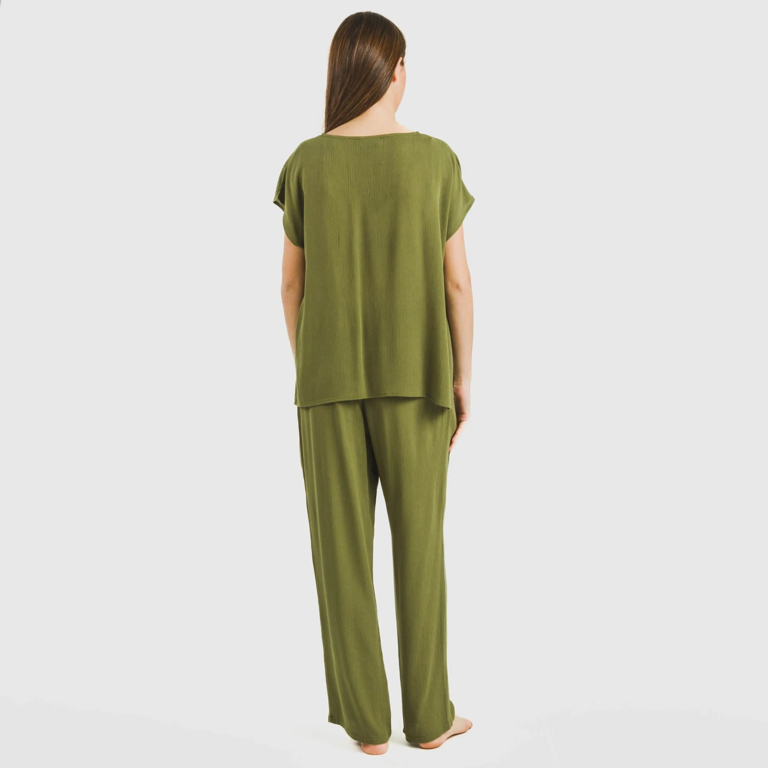 PANTALONI LUNGHI IN VISCOSA TINTA UNITA DA DONNA BAMULA