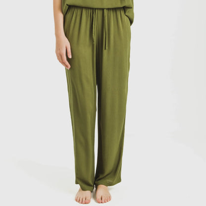 PANTALONI LUNGHI IN VISCOSA TINTA UNITA DA DONNA BAMULA