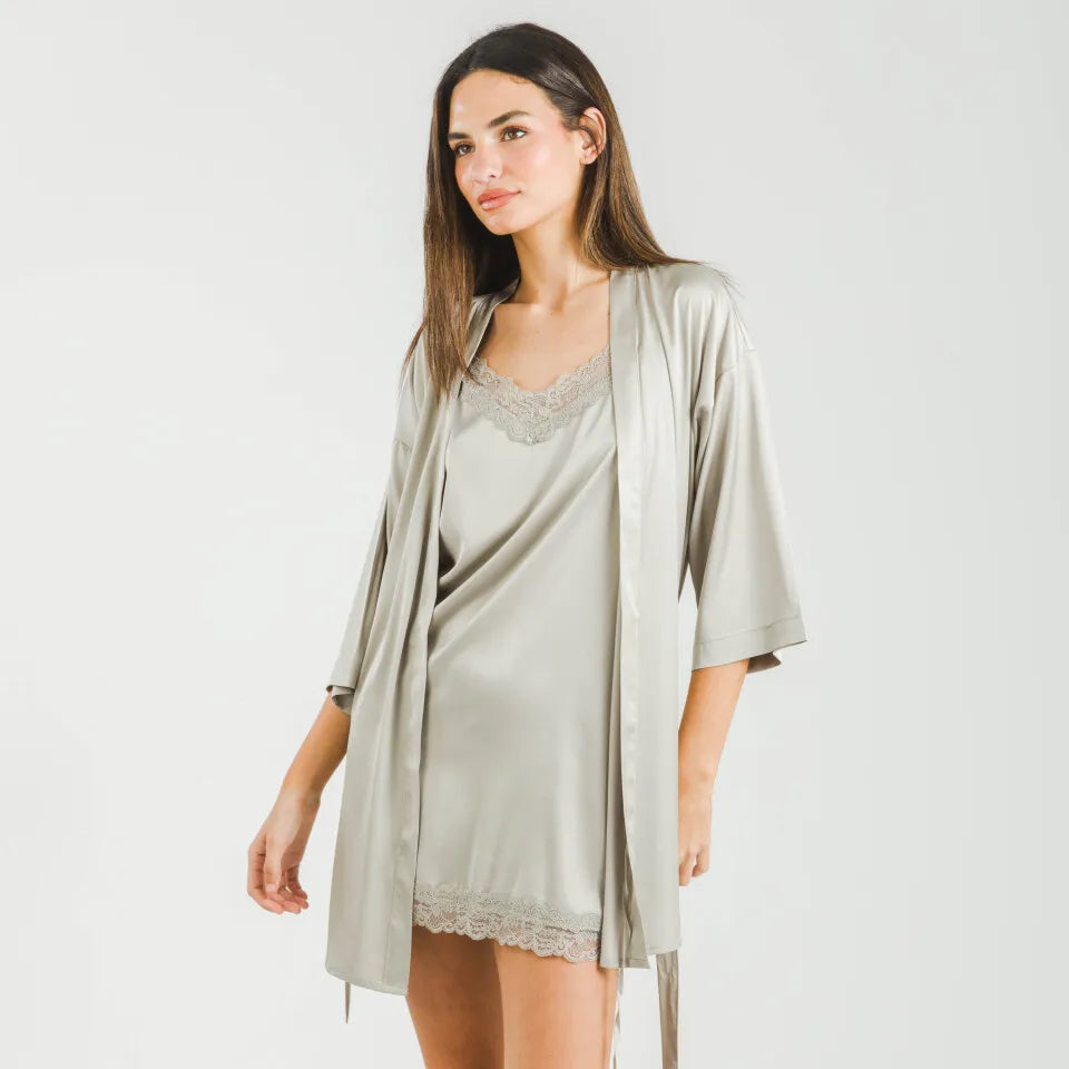 Vestaglia corta in raso da donna Friday Solid