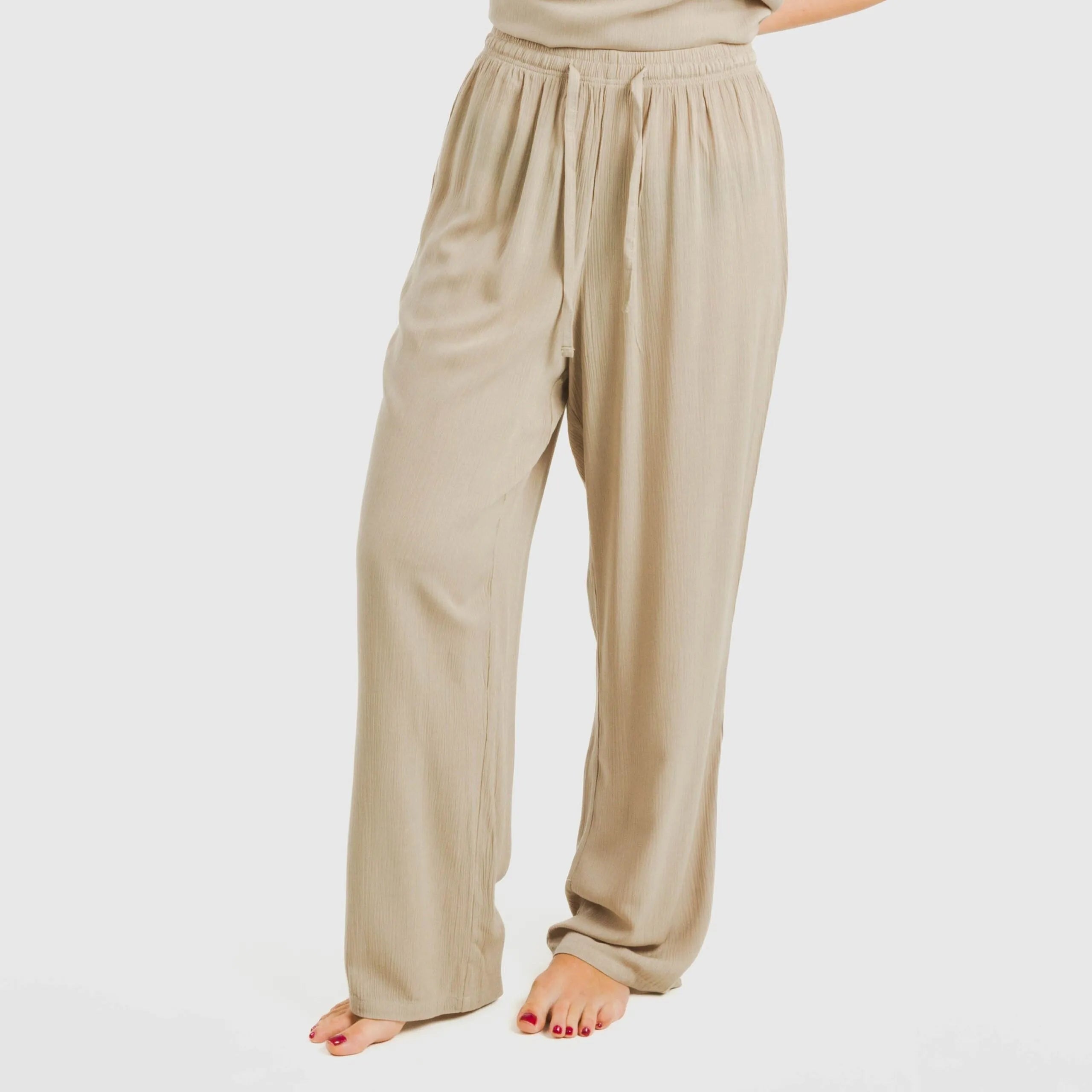 PANTALONI LUNGHI IN VISCOSA TINTA UNITA DA DONNA BAMULA