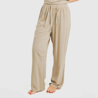 PANTALONI LUNGHI IN VISCOSA TINTA UNITA DA DONNA BAMULA