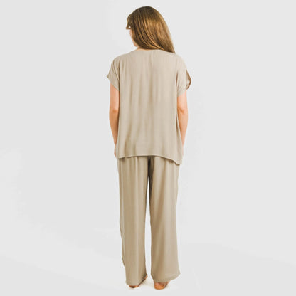 PANTALONI LUNGHI IN VISCOSA TINTA UNITA DA DONNA BAMULA