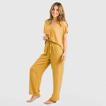 PANTALONI LUNGHI IN VISCOSA TINTA UNITA DA DONNA BAMULA