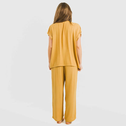 PANTALONI LUNGHI IN VISCOSA TINTA UNITA DA DONNA BAMULA