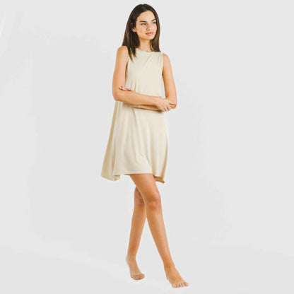 ABITO CORTO CON SPALLINE IN VISCOSA TINTA UNITA