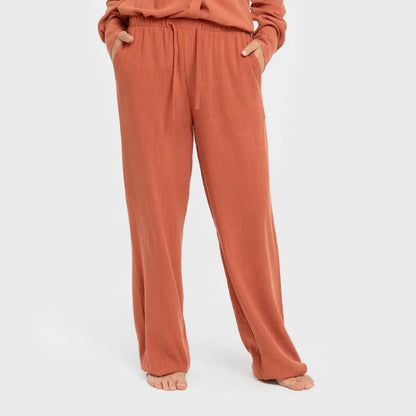 PANTALONI LUNGHI IN LINO SEMPLICI DA DONNA