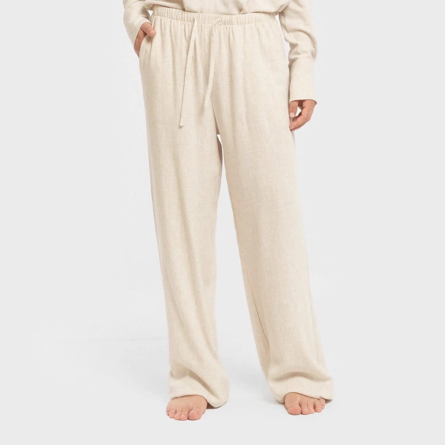 PANTALONI LUNGHI IN LINO SEMPLICI DA DONNA