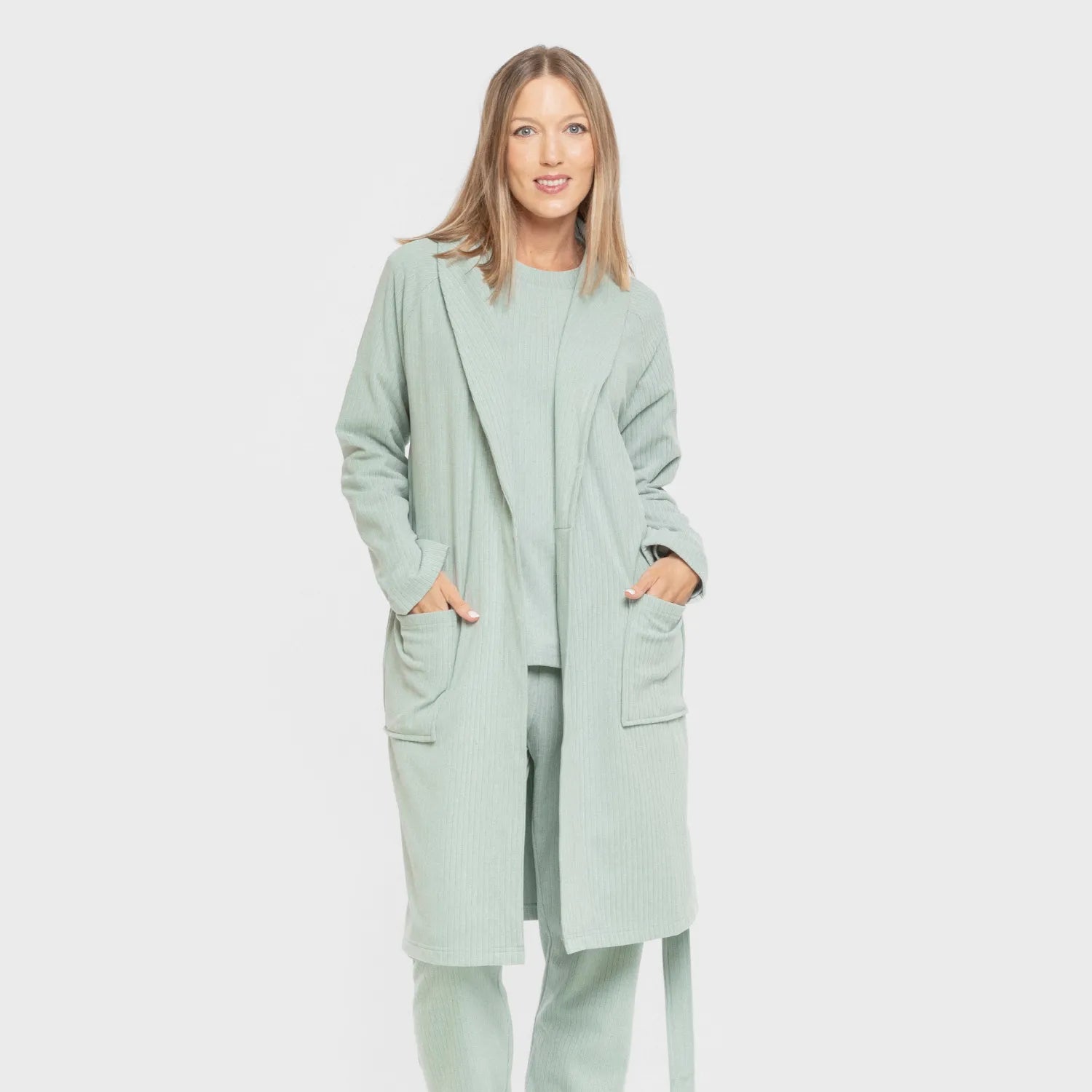 VESTAGLIA CANALE A RIGHE LARGHE IN TINTA UNITA