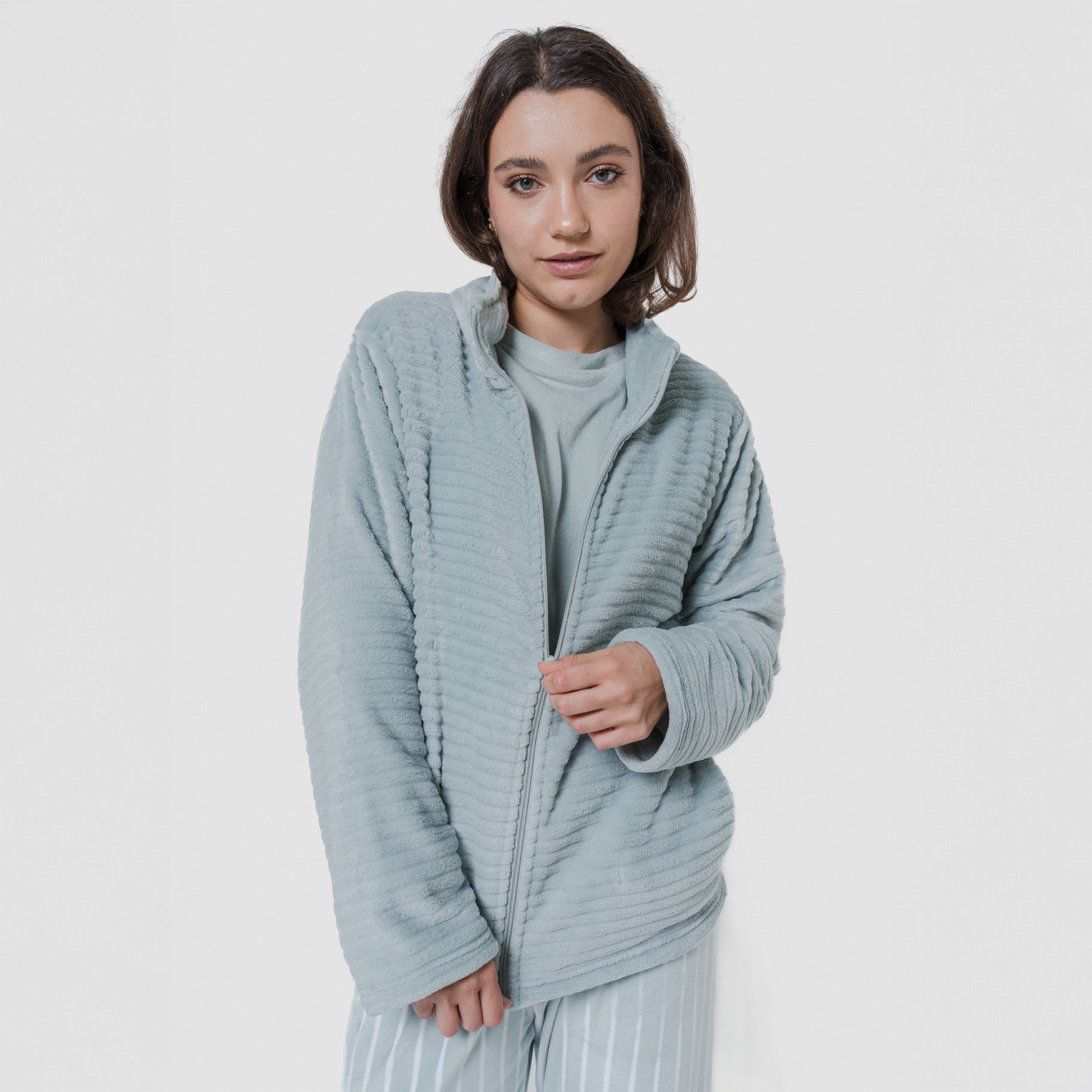 FELPA IN VELLUTO A RIGHE SEMPLICI DA DONNA