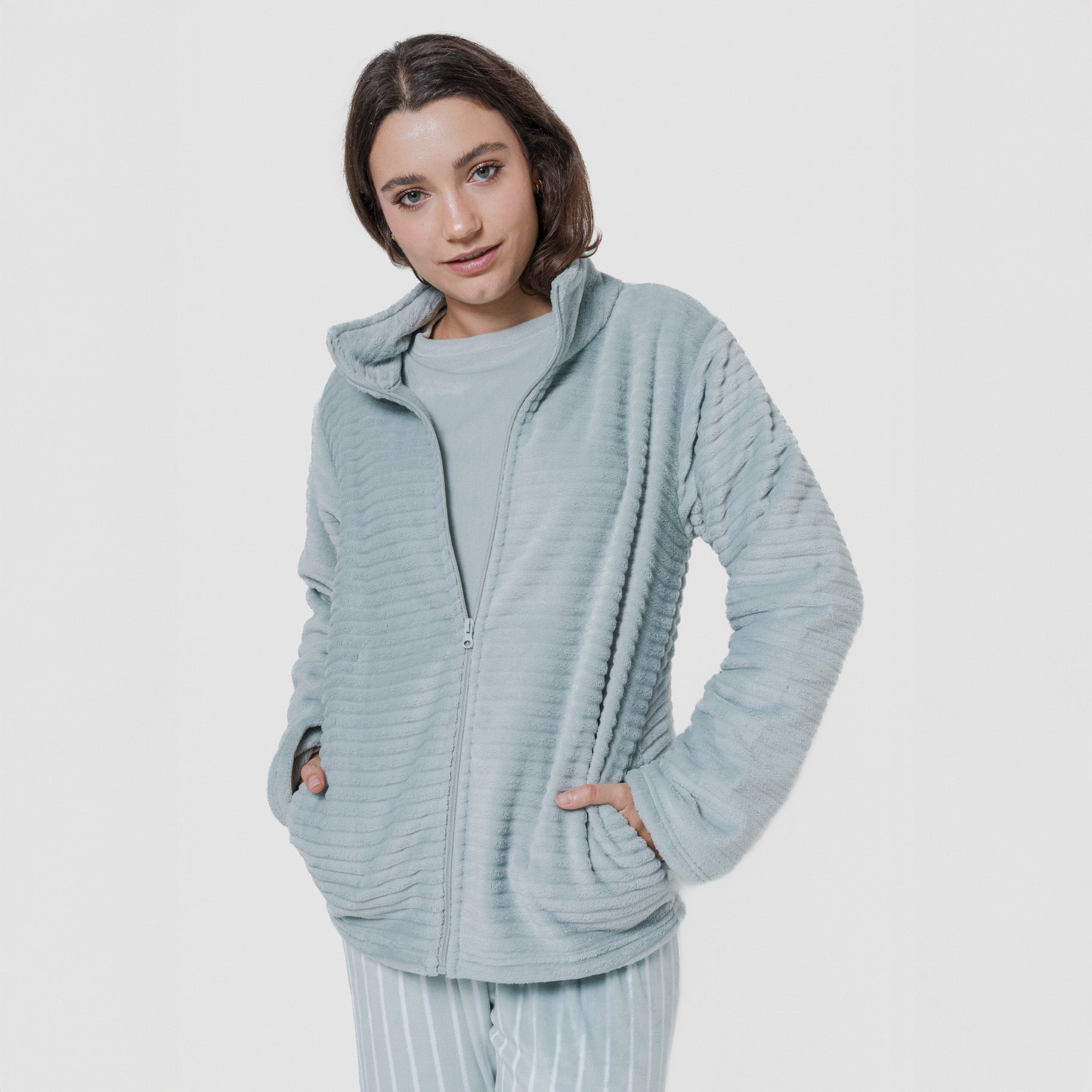 FELPA IN VELLUTO A RIGHE SEMPLICI DA DONNA