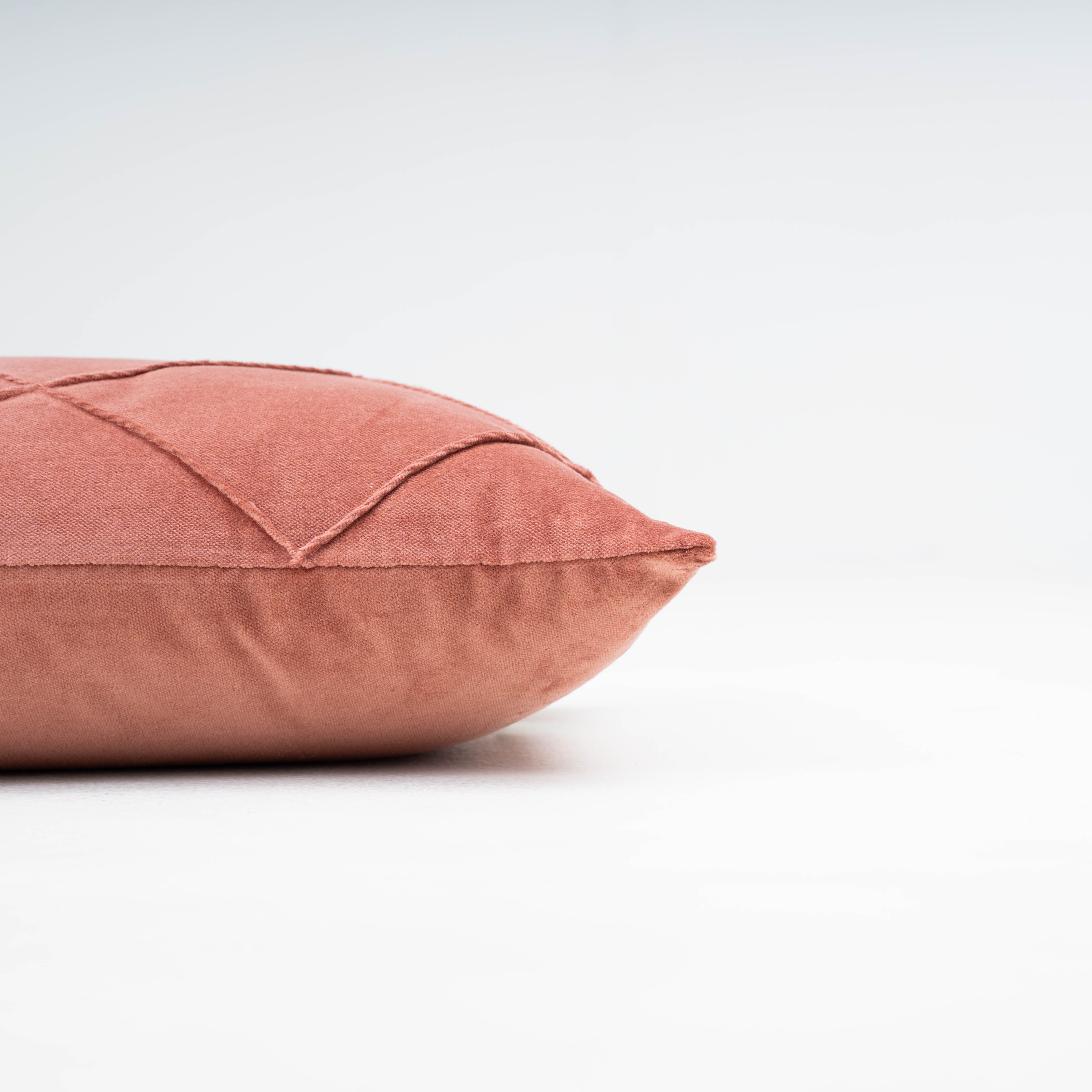 Cojín rectangular 30x50 terciopelo algodón Rombo rosette - funda + relleno