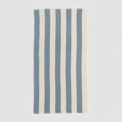 Toalla Playa Algodón 400gr Raya Azul Vaquero